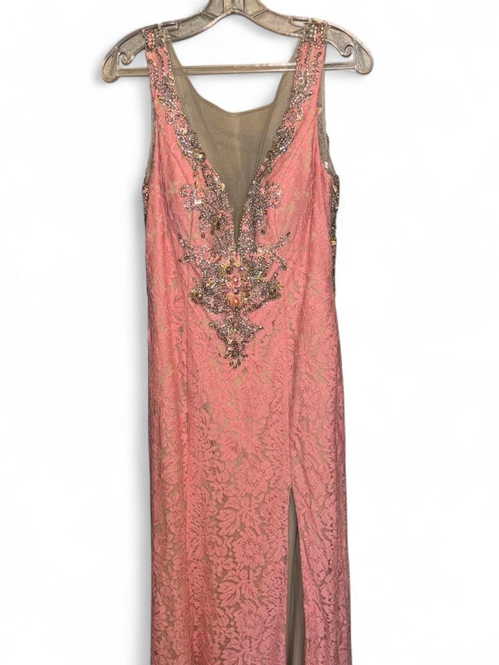 elegant alyce paris pink lace prom dress